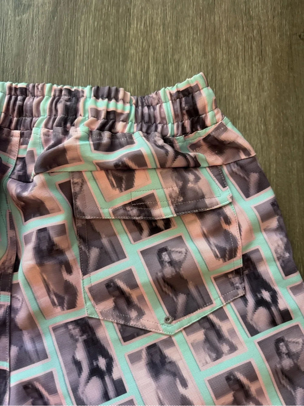 STAMPD Men's Pink/Light Blue Graphic Swim Shorts with Drawstring